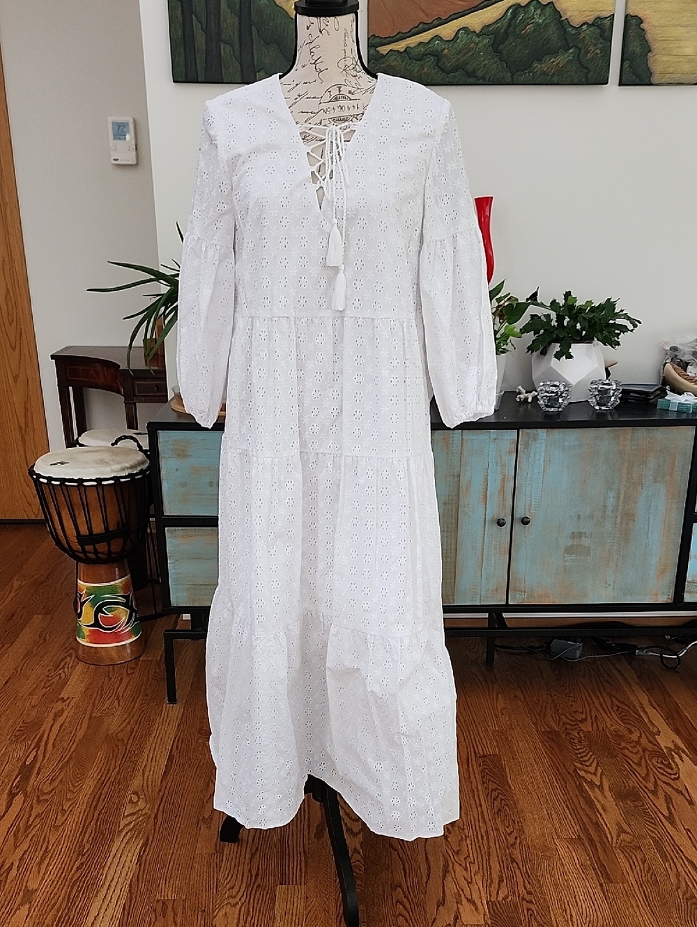 Brooks Brothers NWT Eyelet Lace-Up Maxi Dress with Pockets - NWT